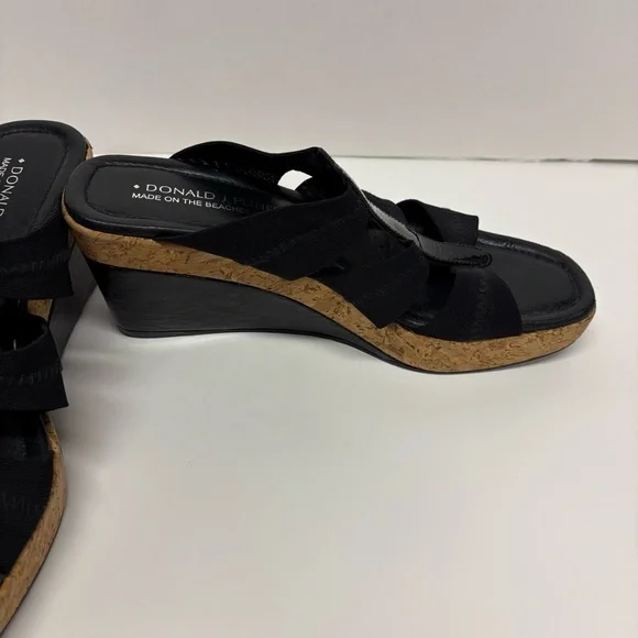 Donald J. Pliner Black Wedge Sandals Clare Cork Platform Size 8.5 - Picture 7 of 10